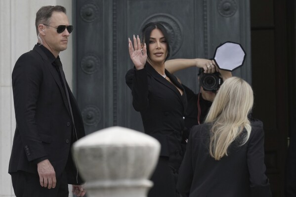 Kim Kardashian outside the Palais de Justice in Paris, France